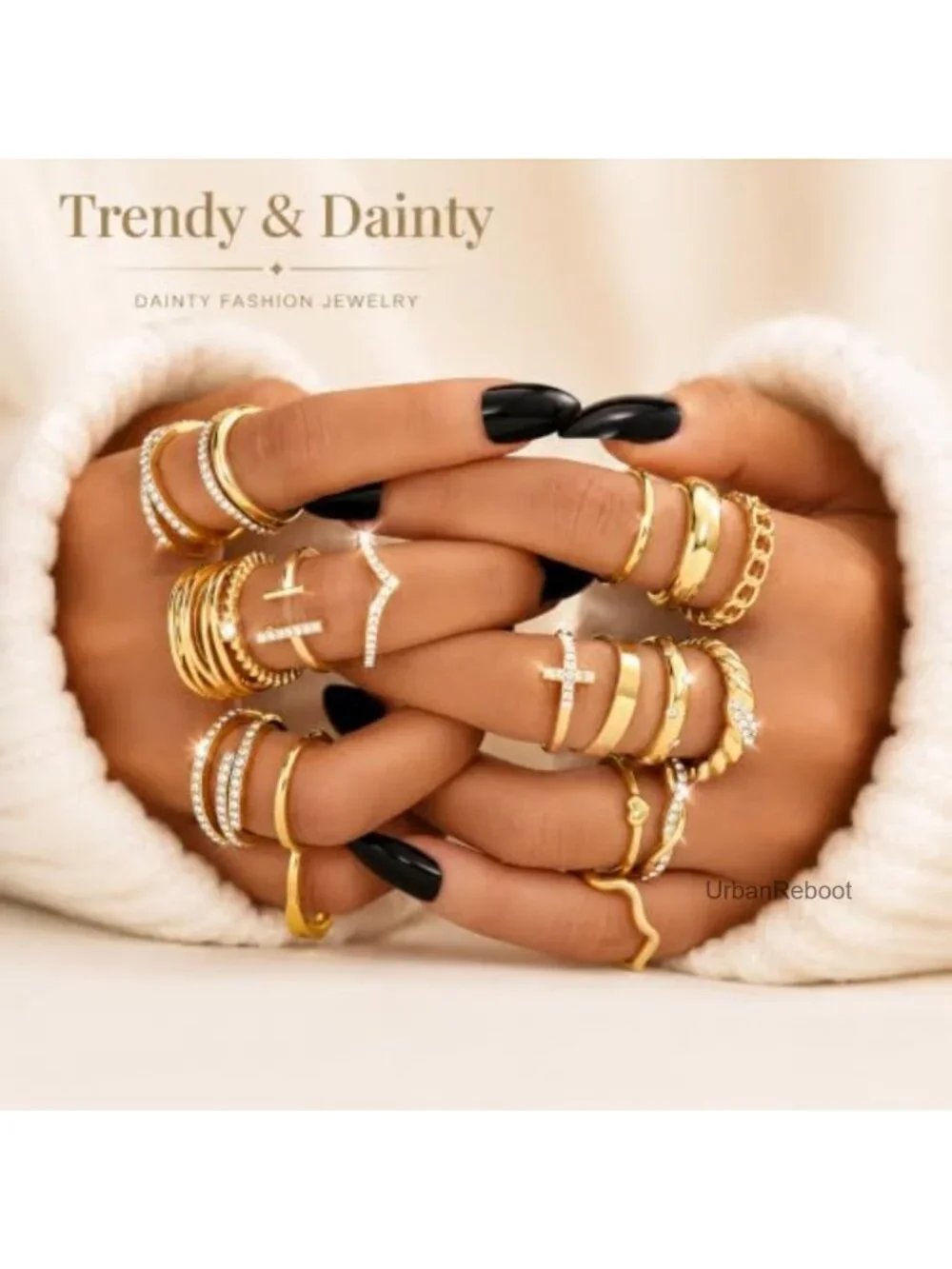 Gold Stackable Rings Set for Women Knuckle Midi Statement